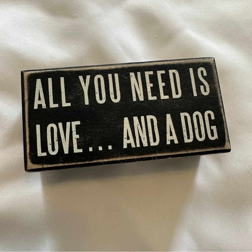 Primitive Black and White Dog Quote Block Decor